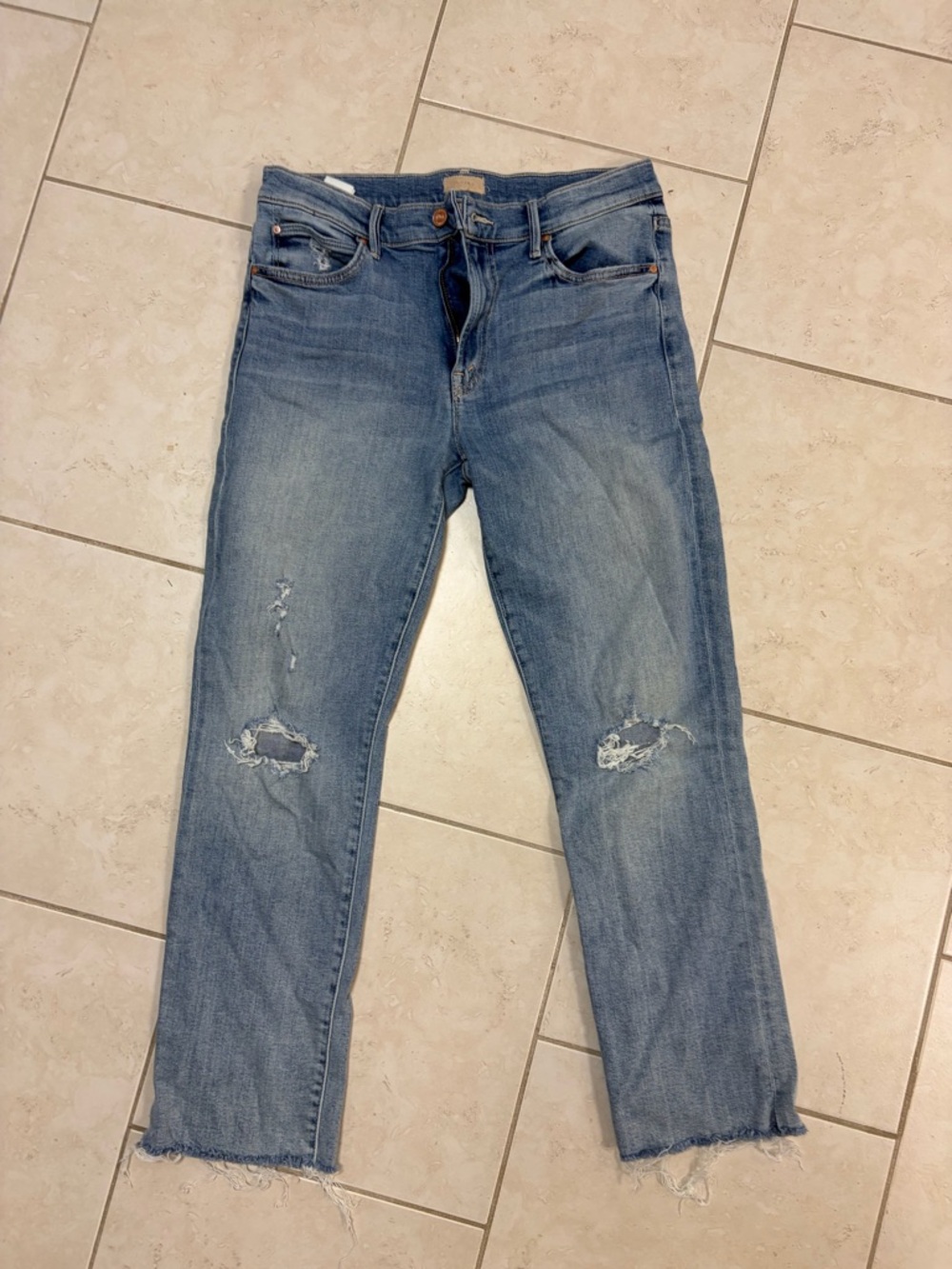 Sz 31. MOTHER Women's Light Blue Distressed Jeans